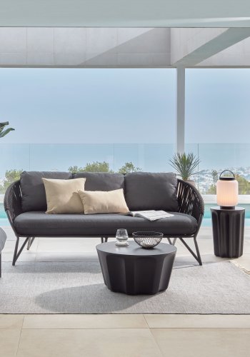 KAVE HOME Branzie 3 pers. sofa, m. stofhynde - sort reb og stl