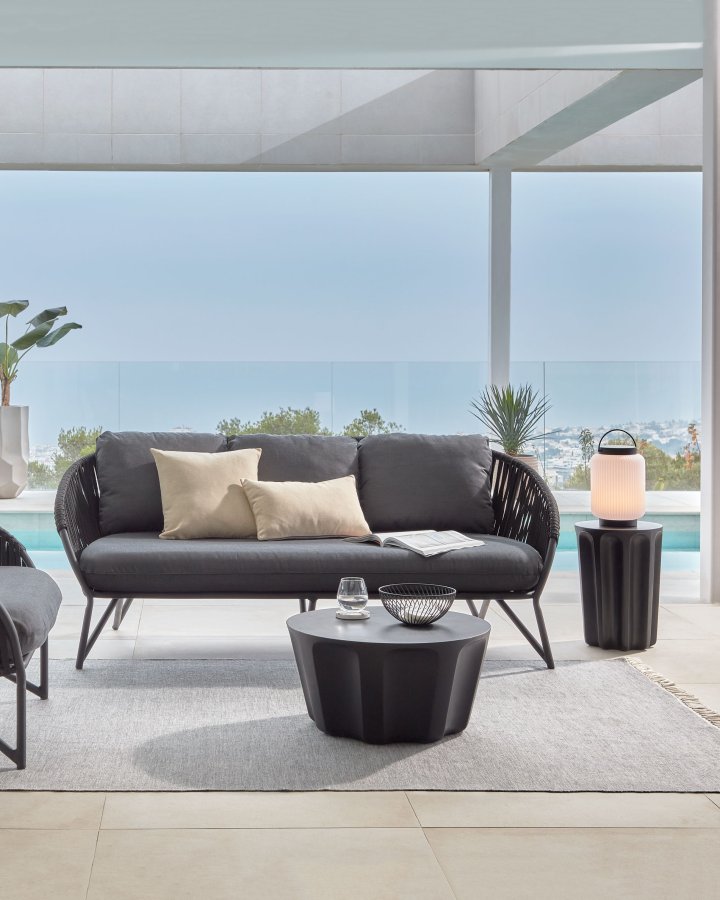 KAVE HOME Branzie 3 pers. sofa, m. stofhynde - sort reb og stl