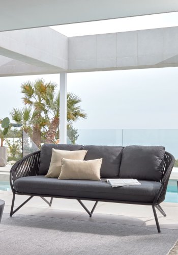 KAVE HOME Branzie 3 pers. sofa, m. stofhynde - sort reb og stl