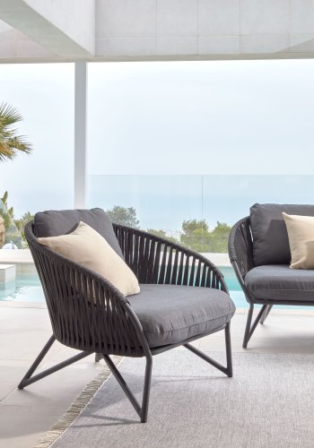 KAVE HOME Branzie lnestol, m. stofhynde - sort reb og stl