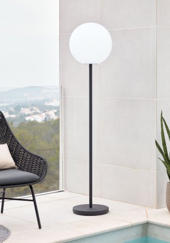 KAVE HOME Dinesh gulvlampe, ledningsfri - sort stl og hvidt polyethylen ( 35)