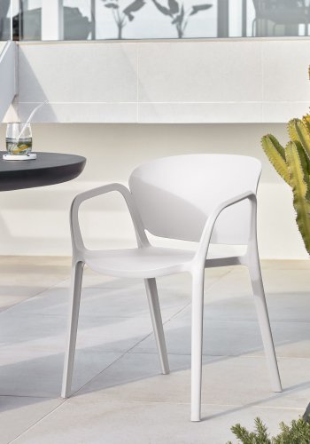 KAVE HOME Ania havestol, m. armln - hvid polypropylen