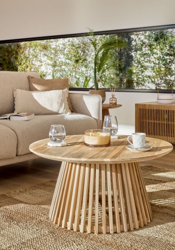 KAVE HOME rund Irune sofabord - natur teaktr (80)