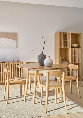 KAVE HOME Oakland spisebord, m. 2 tillgsplader - natur egefinér og natur gummitr (120(200)x120)