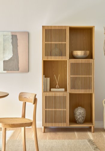 KAVE HOME Beyla reol, m. 3 lger- natur egefinér og egetr(H:170cm x42,5cm x 84,5cm)