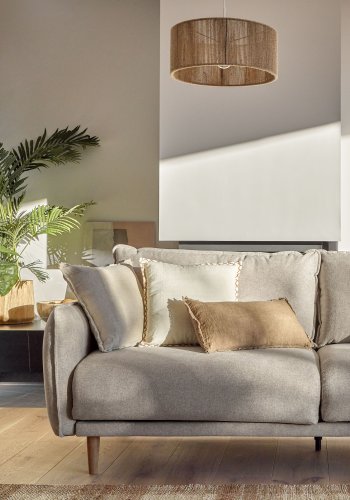 KAVE HOME Carlota 3 pers. sofa - beige chenille stof og natur fyrretr