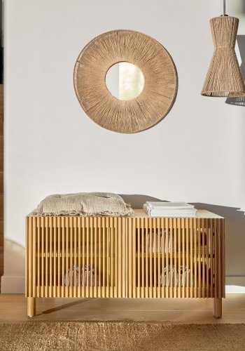 KAVE HOME Crista loftlampe, rund - natur jute og jern (24,5)