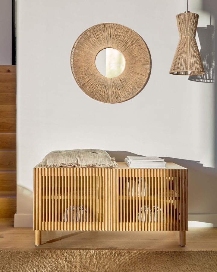 KAVE HOME Crista loftlampe, rund - natur jute og jern (24,5)