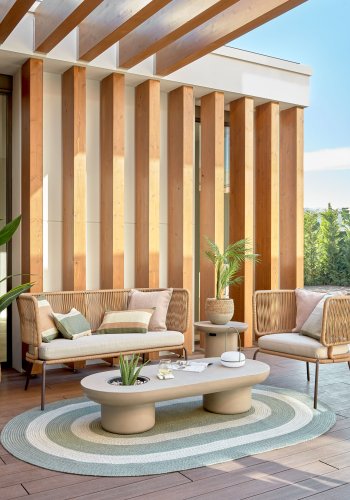 KAVE HOME Nadin lnestol, m. stofhynde - beige reb og stl