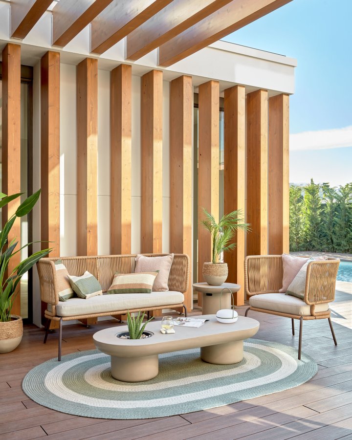 KAVE HOME Nadin lnestol, m. stofhynde - beige reb og stl