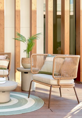 KAVE HOME Nadin lnestol, m. stofhynde - beige reb og stl