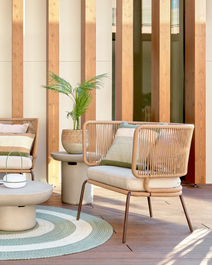 KAVE HOME Nadin lnestol, m. stofhynde - beige reb og stl