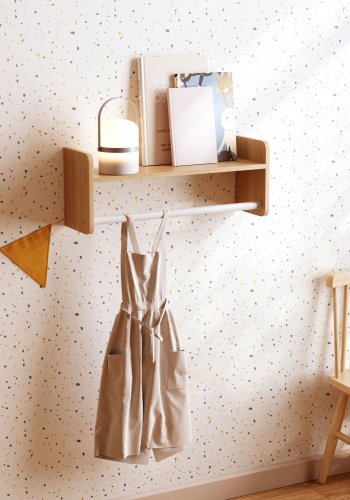 KAVE HOME Florentina vghylde til brn, m. bjlestang - hvid MDF og natur fyrretr (52.5x15)