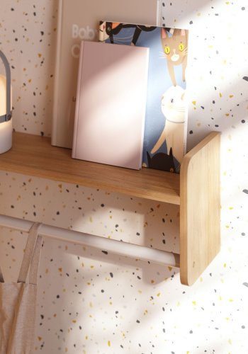 KAVE HOME Florentina vghylde til brn, m. bjlestang - hvid MDF og natur fyrretr (52.5x15)