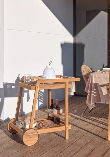 KAVE HOME Felisa rullebord, m. hylde - natur akacietr