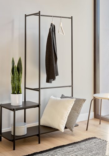 KAVE HOME Galatia melamin og metal bjlestang med bnk i sort finish 100 x 150 cm