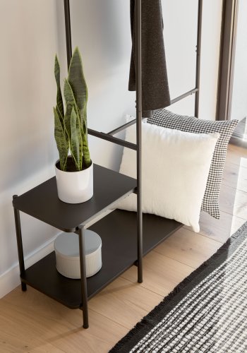 KAVE HOME Galatia melamin og metal bjlestang med bnk i sort finish 100 x 150 cm