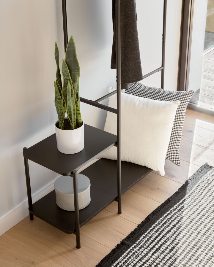 KAVE HOME Galatia melamin og metal bjlestang med bnk i sort finish 100 x 150 cm