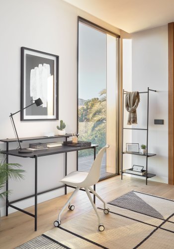 KAVE HOME Galatia melamin og metal bjlestang med sort finish 60 x 162 cm