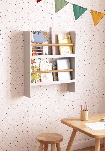 KAVE HOME Gopi vghylde til brn, rektangulr - hvid MDF og natur fyrretr