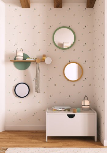 KAVE HOME Diti vghylde til brn, rektangulr - hvid/turkis MDF og natur fyrretr