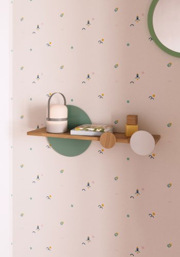 KAVE HOME Diti vghylde til brn, rektangulr - hvid/turkis MDF og natur fyrretr