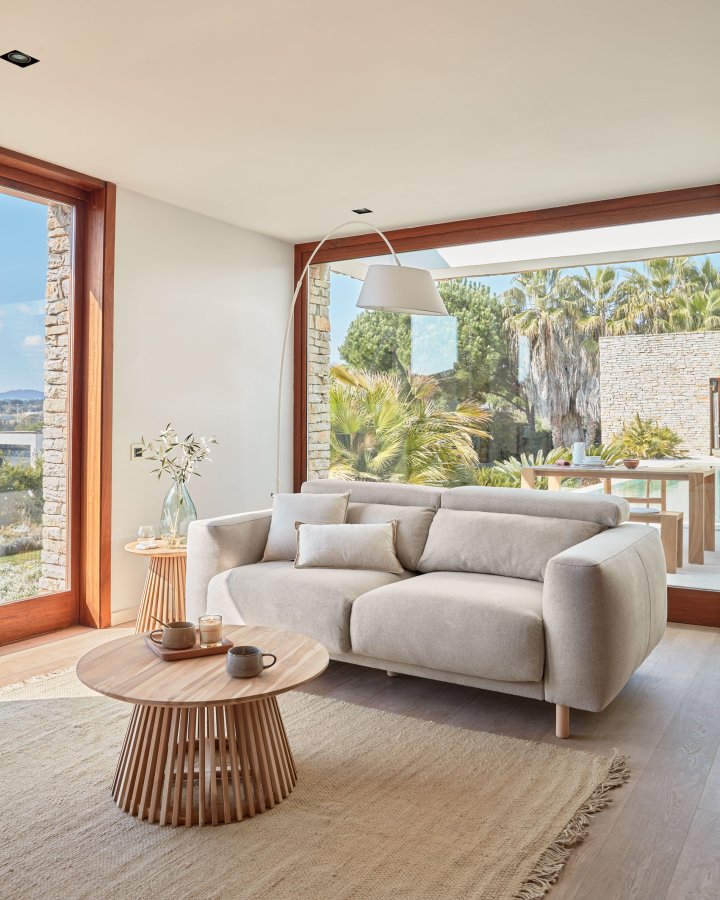 KAVE HOME Singa 3 pers. sofa - beige stof og natur bgetr