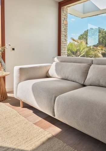 KAVE HOME Singa 3 pers. sofa - beige stof og natur bgetr