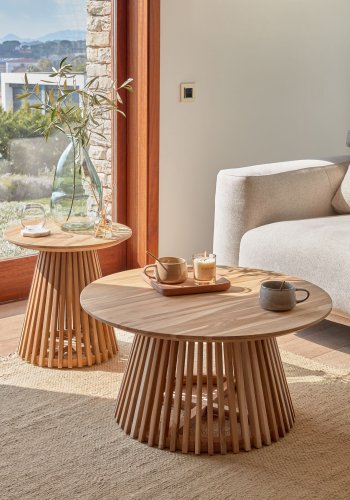 KAVE HOME rund Irune sofabord - natur teaktr (80)