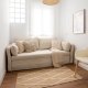 KAVE HOME Tanit sovesofa - beige stof og natur bgetr