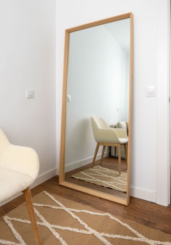 KAVE HOME Nerina vgspejl, rektangulr, m. smal ramme - natur egefinér (80x180)