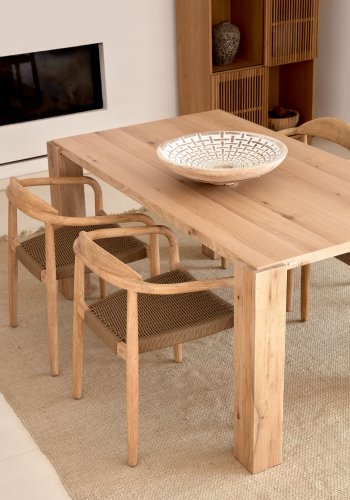 KAVE HOME Deyanira spisebord, rektangulr - natur egefinér og egetr (160x90)