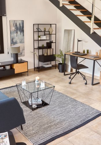 KAVE HOME Shantay reol, m. skuffe - sort stl (H:168cm x80cm x 31cm)