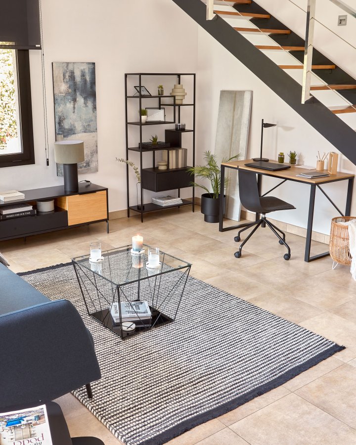 KAVE HOME Shantay reol, m. skuffe - sort stl (H:168cm x80cm x 31cm)