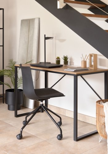 KAVE HOME Lisbet skrivebord - natur/sort MDF/metal, rektangulr (120x60)