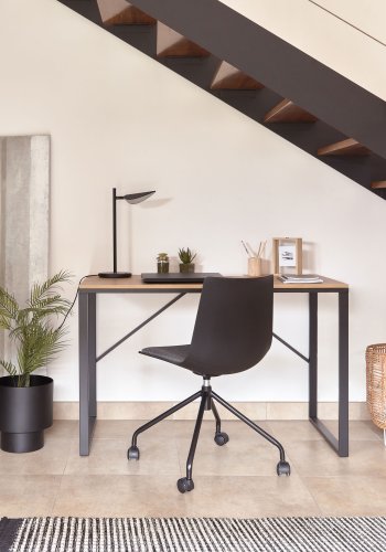 KAVE HOME Lisbet skrivebord - natur/sort MDF/metal, rektangulr (120x60)