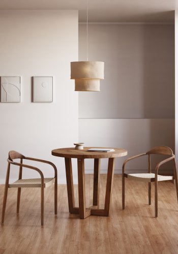 KAVE HOME Beige Glynis spisebordsstol, m. armln - eukalyptustr