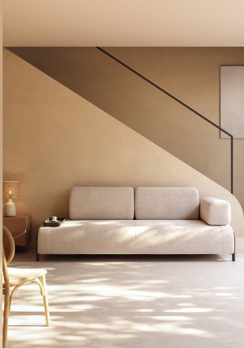 KAVE HOME Compo 3 pers. sofa m. lille bakke - beige stof og metal