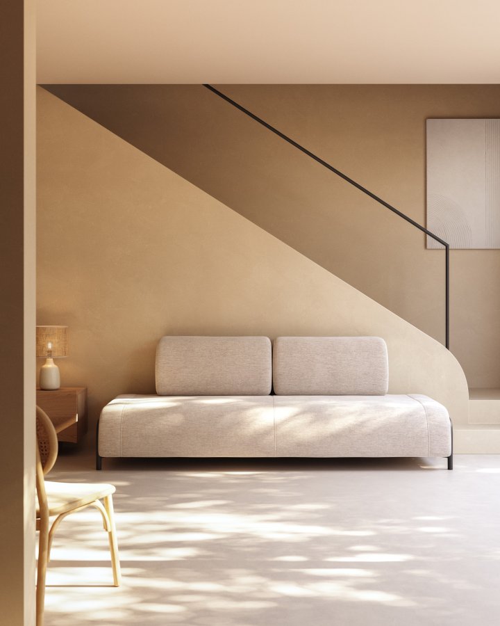 KAVE HOME Compo 3 pers. sofa - beige stof og metal 