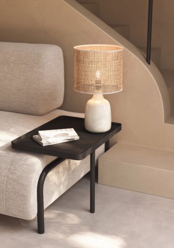 KAVE HOME Erna bordlampe - natur bambus og beige keramik