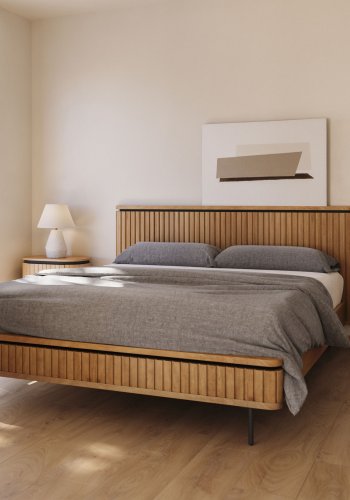 KAVE HOME Licia sengeramme, m. sengegavl og lameller - natur mangotr og jern (160x200)