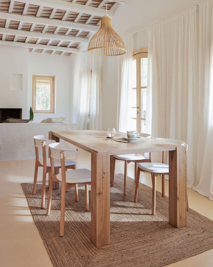 KAVE HOME Deyanira spisebord, rektangulr - natur egefinér og egetr (200x100)