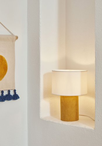 KAVE HOME Bianella bordlampe til brn - stof og sennepsgul fljl (H:29)