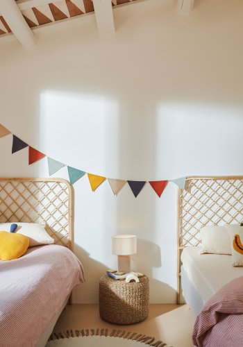 KAVE HOME Bianella bordlampe til brn - stof og beige fljl (H:29)