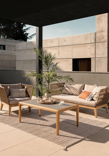 KAVE HOME Bellano 3 pers. sofa - natur polyester/eukalyptustr og beige stof