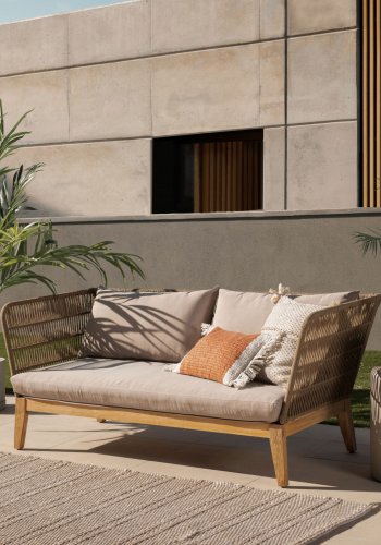 KAVE HOME Bellano 3 pers. sofa - natur polyester/eukalyptustr og beige stof