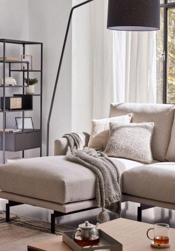 KAVE HOME Galene 3 pers. sofa, m. venstre chaiselong - beige genbrugsfibre og jern