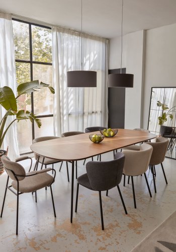 KAVE HOME Ciselia spisebordsstol - mrkegr chenille stof og sort stl