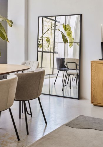 KAVE HOME Ulrica gulvspejl, rektangulr - spejlglas og sort stl (100x160)