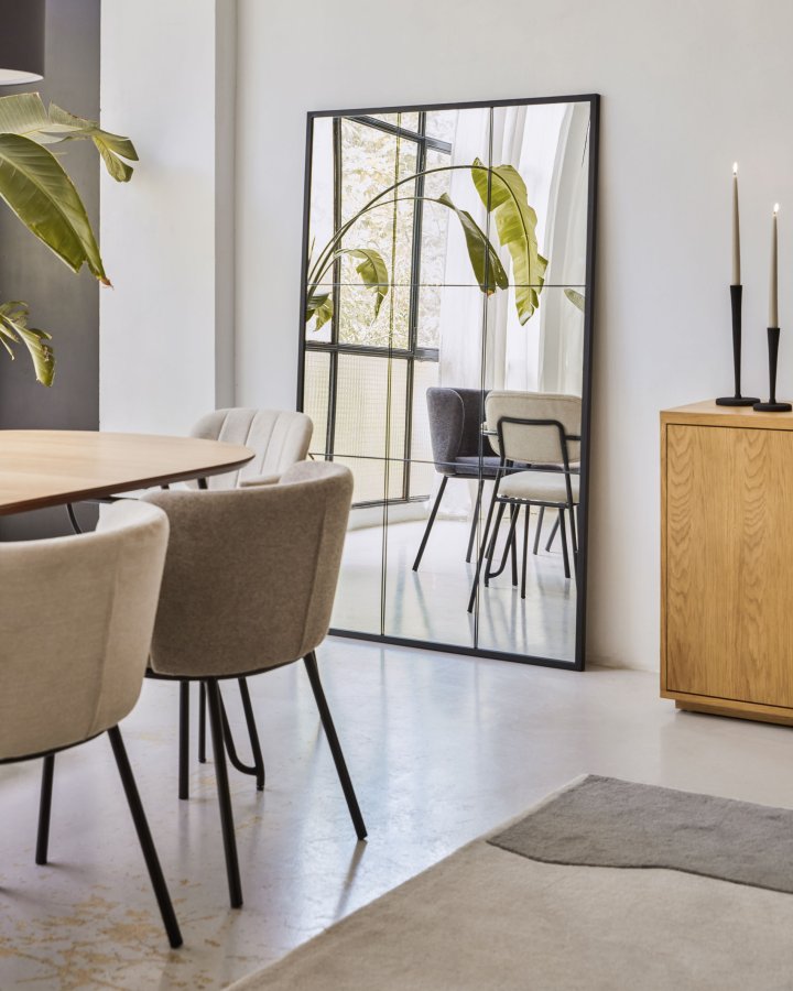 KAVE HOME Ulrica gulvspejl, rektangulr - spejlglas og sort stl (100x160)